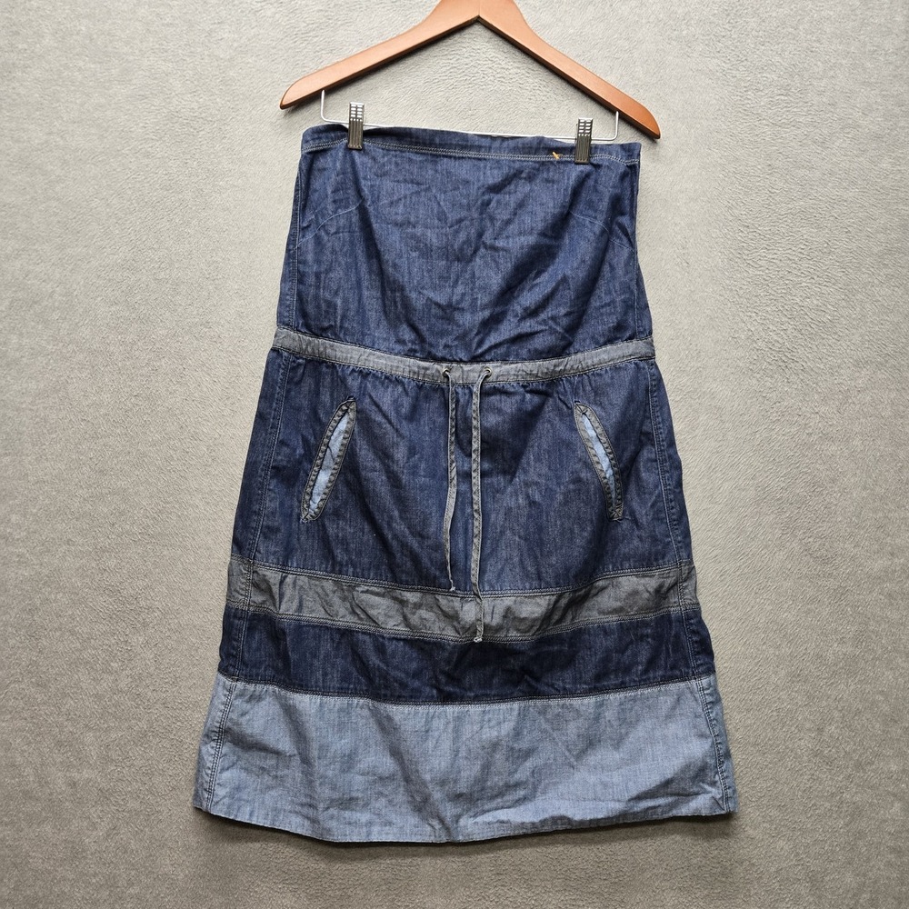 Diesel Women Dress L Blue Denim Colorblock Strapless Tube‎ Top Mini Ardith